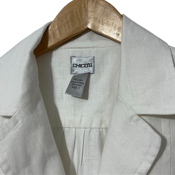 Chicos Linen Jacket Womens Size 1 (S) Pintuck Front - Picture 3 of 6